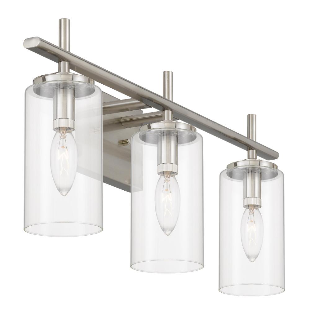 Raleigh 3-Light Brushed Nickel Finish Vanity Light 6“ X 24” X 9.63“