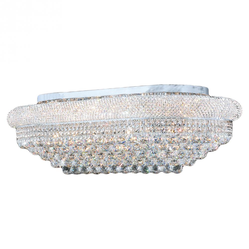 Empire 18-Light Chrome Finish and Clear Crystal Flush Mount Ceiling Light 36 in. L x 20 in. W x 12 i