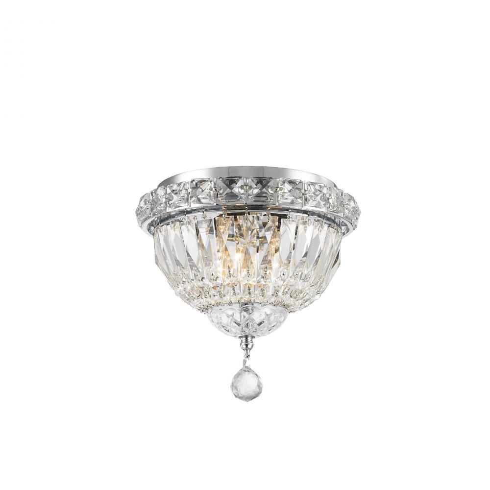 Empire 3-Light Chrome Finish and Clear Crystal Flush Mount Ceiling Light 8 in. Dia x 8 in. H Round S