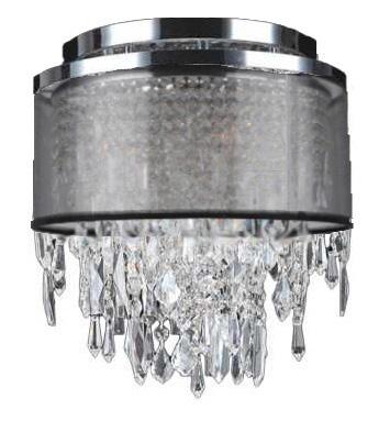 Tempest Collection 4 Light Chrome Finish Crystal Flush Mount Ceiling Light with Black Organza Drum S