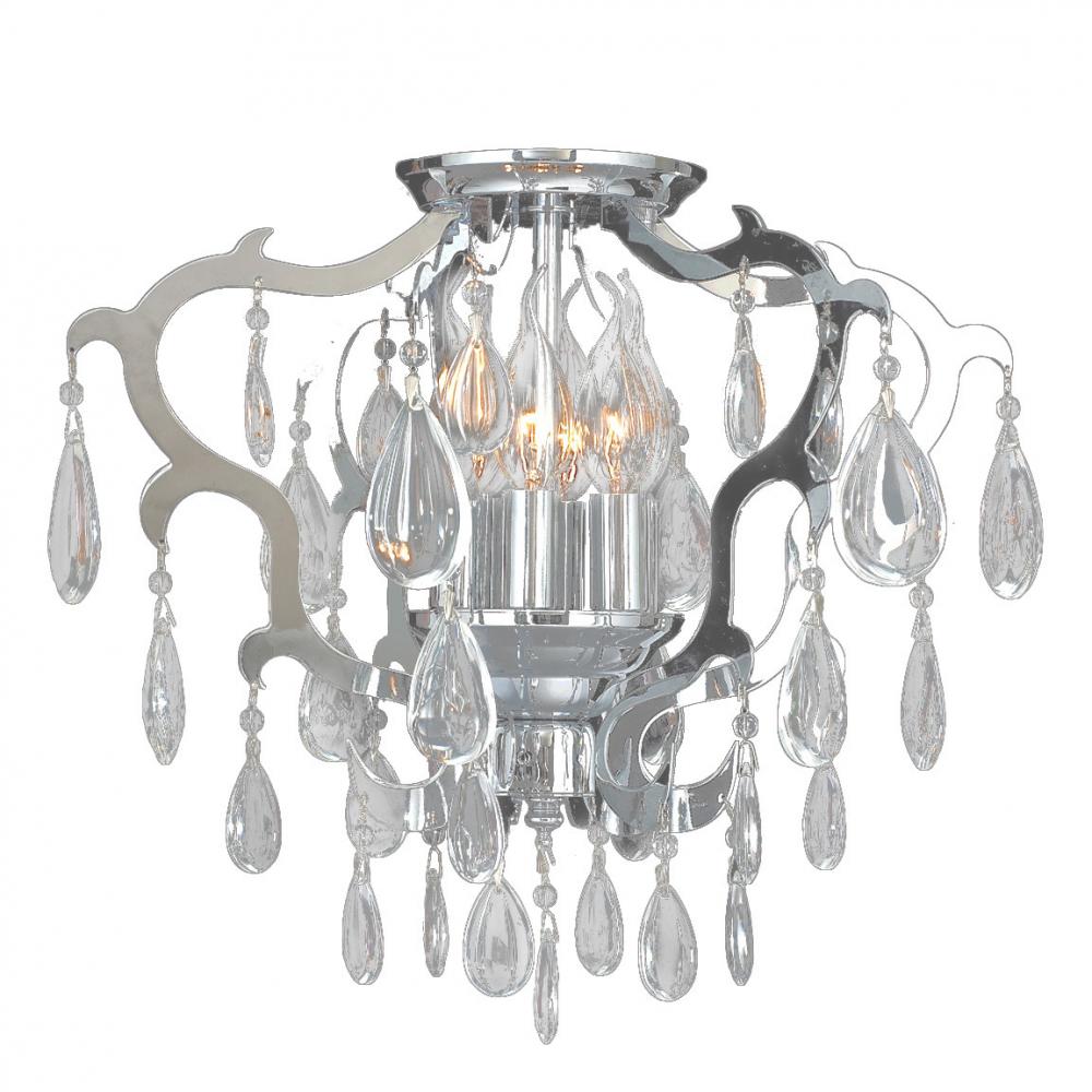 Henna 6-Light Chrome Finish Crystal Flush Mount Ceiling Light 16 in. Dia x 14 in. H Medium