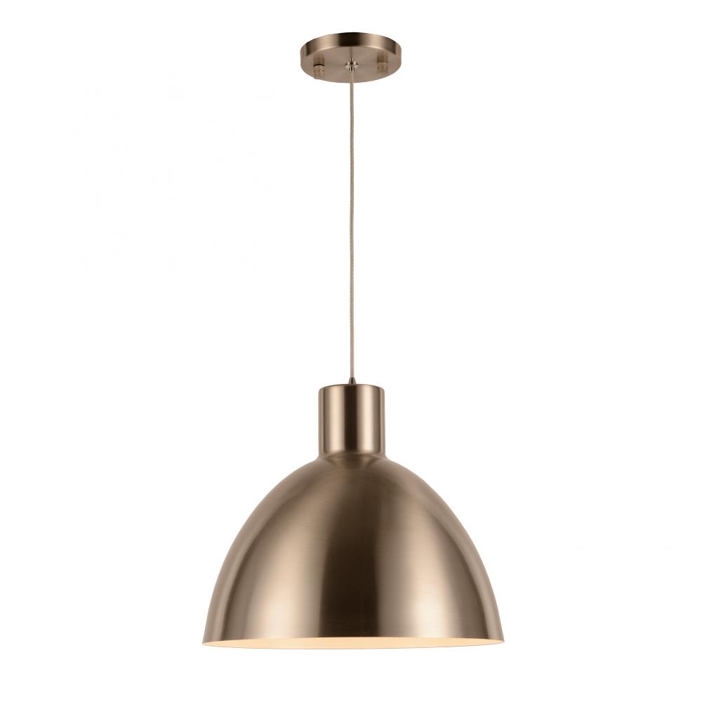 Bowery 6-Watt Matte Nickel Finish Integrated LEd Metal dome Pendant Ceiling Light 3000K 12 in. Dia x