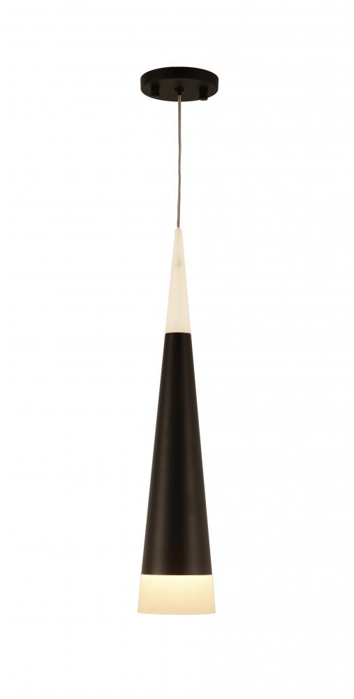 Pinnacle 12-Watt Matte Black Finish Integrated LEd Cone Mini Pendant Ceiling Light 3000K 6 in. Dia x