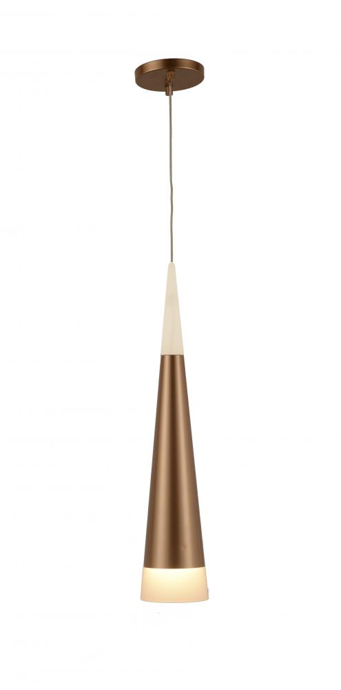 Pinnacle 12-Watt Matte Gold Finish Integrated LEd Cone Mini Pendant Ceiling Light 3000K 6 in. Dia x 