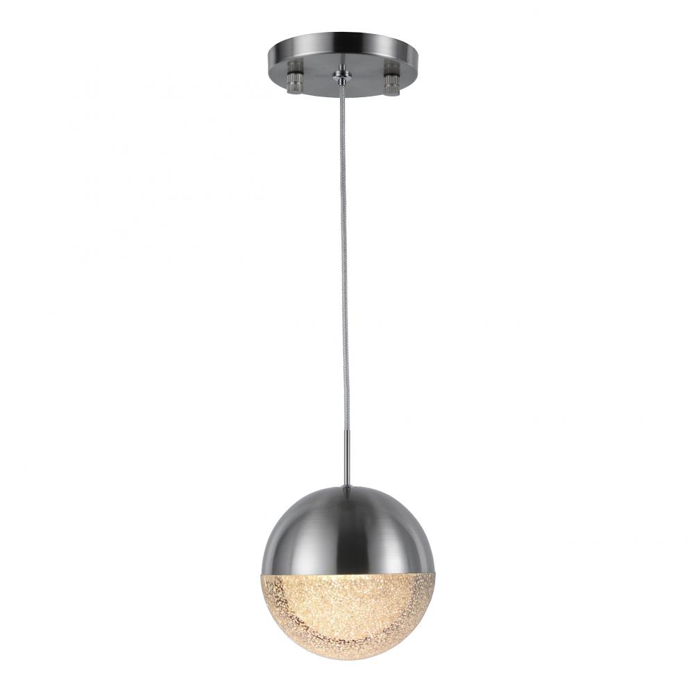 Phantasm 2.5-Watt Brushed Nickel Finish Integrated LEd Iced Opal Acrylic Mini Pendant Light 3000K 5 