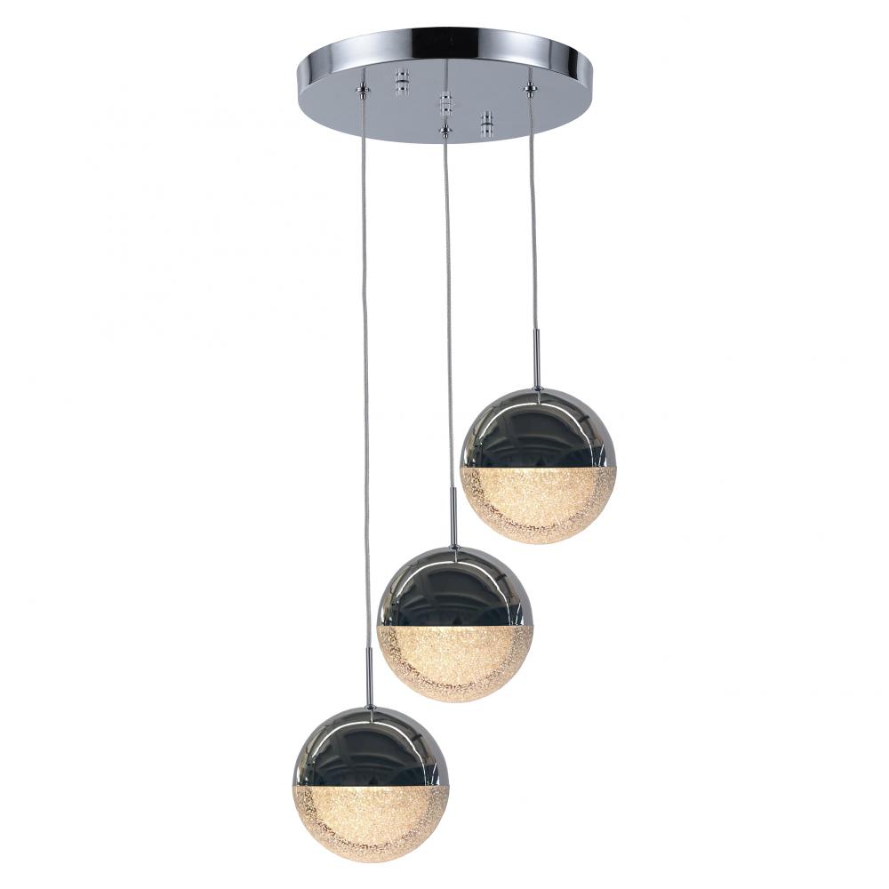 Phantasm 7.5-Watt Chrome Finish Integrated LEd Iced Opal Acrylic Multi Light Pendant 3000K 11 in. Di