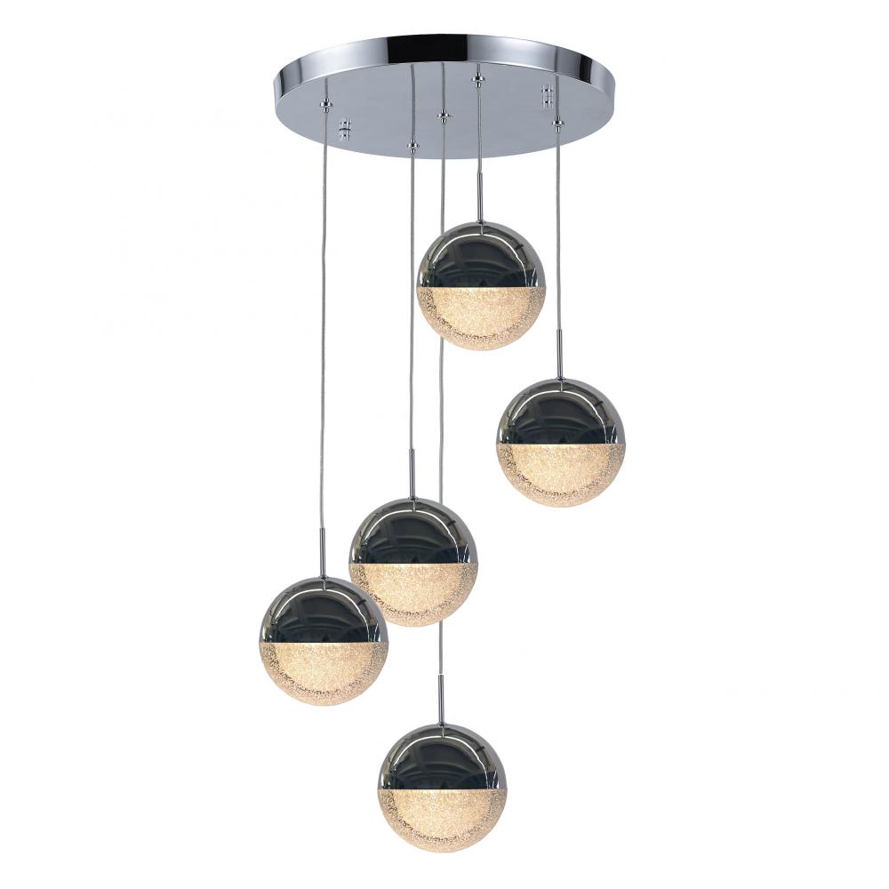 Phantasm 12.5-Watt Chrome Finish Integrated LEd Iced Opal Acrylic Multi Light Pendant 3000K 15 in. D