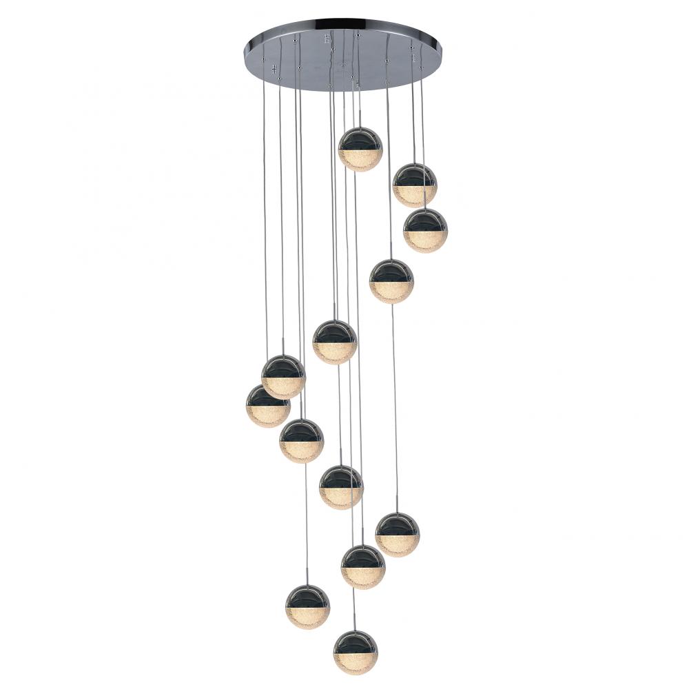 Phantasm 32.5-Watt Chrome Finish Integrated LEd Iced Opal Acrylic Multi Light Pendant 3000K 23 in. D