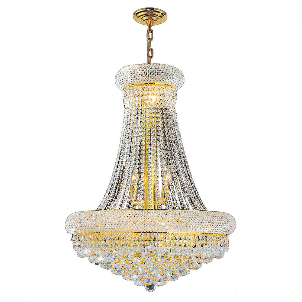 Empire 14-Light Gold Finish and Clear Crystal Chandelier 24 in. Dia x 32 in. H Large