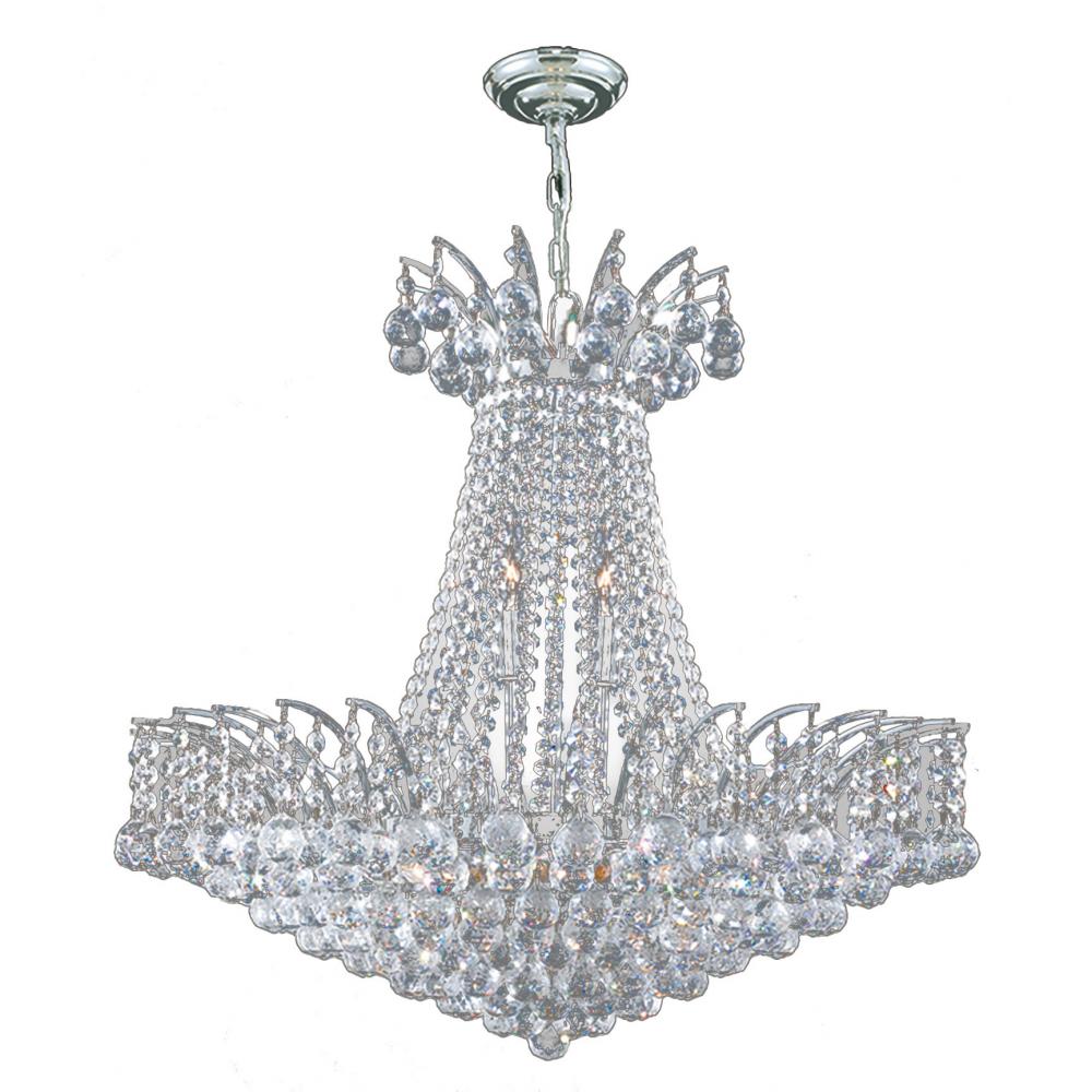 Empire 11-Light Chrome Finish and Clear Crystal Chandelier 24 in. Dia x 24 in. H Round Large