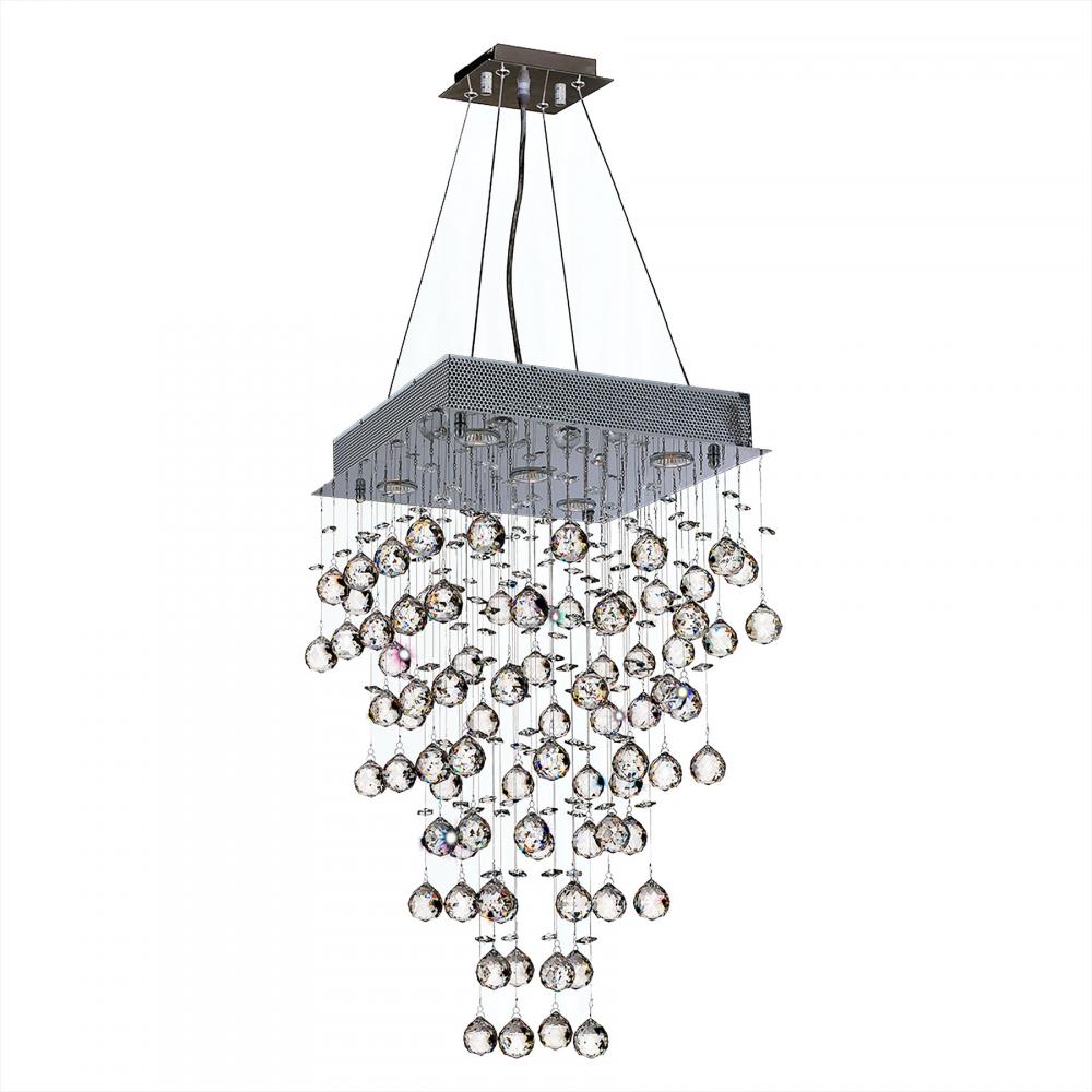 Icicle Collection 5 Light Chrome Finish and Clear Crystal Square Chandelier 16" L x  16" W x