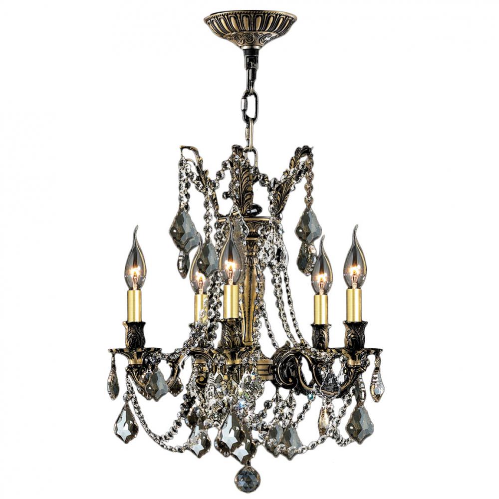 Windsor 5-Light Antique Bronze Finish and Golden Teak Crystal Chandelier 18 in. Dia x 19 in. H Mediu