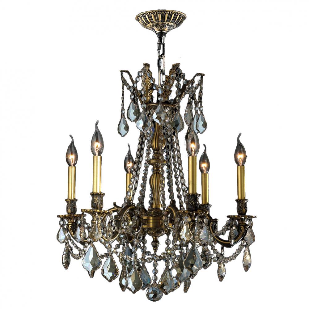 Windsor 6-Light Antique Bronze Finish and Golden Teak Crystal Chandelier 23 in. Dia x 26 in. H Mediu