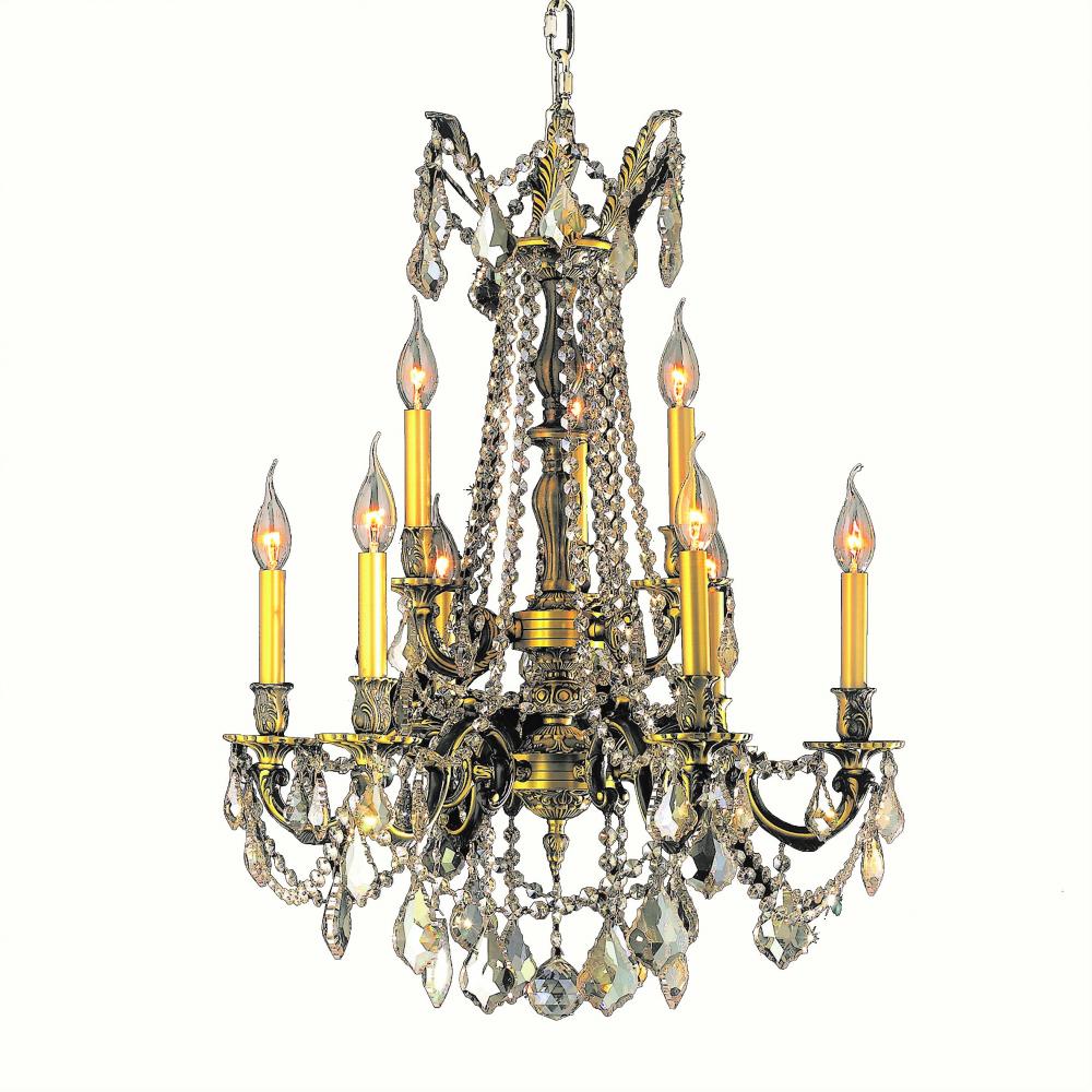 Windsor 9-Light Antique Bronze Finish and Golden Teak Crystal Chandelier 23 in. Dia x 31 in. H Large