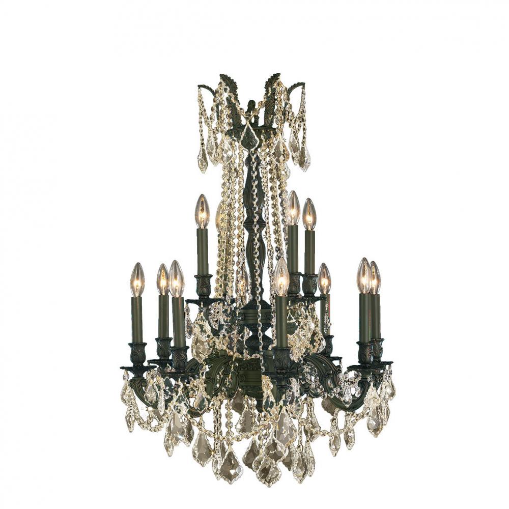 Windsor 12-Light dark Bronze Finish and Golden Teak Crystal Chandelier 24 in. Dia x 36 in. H Two 2 T