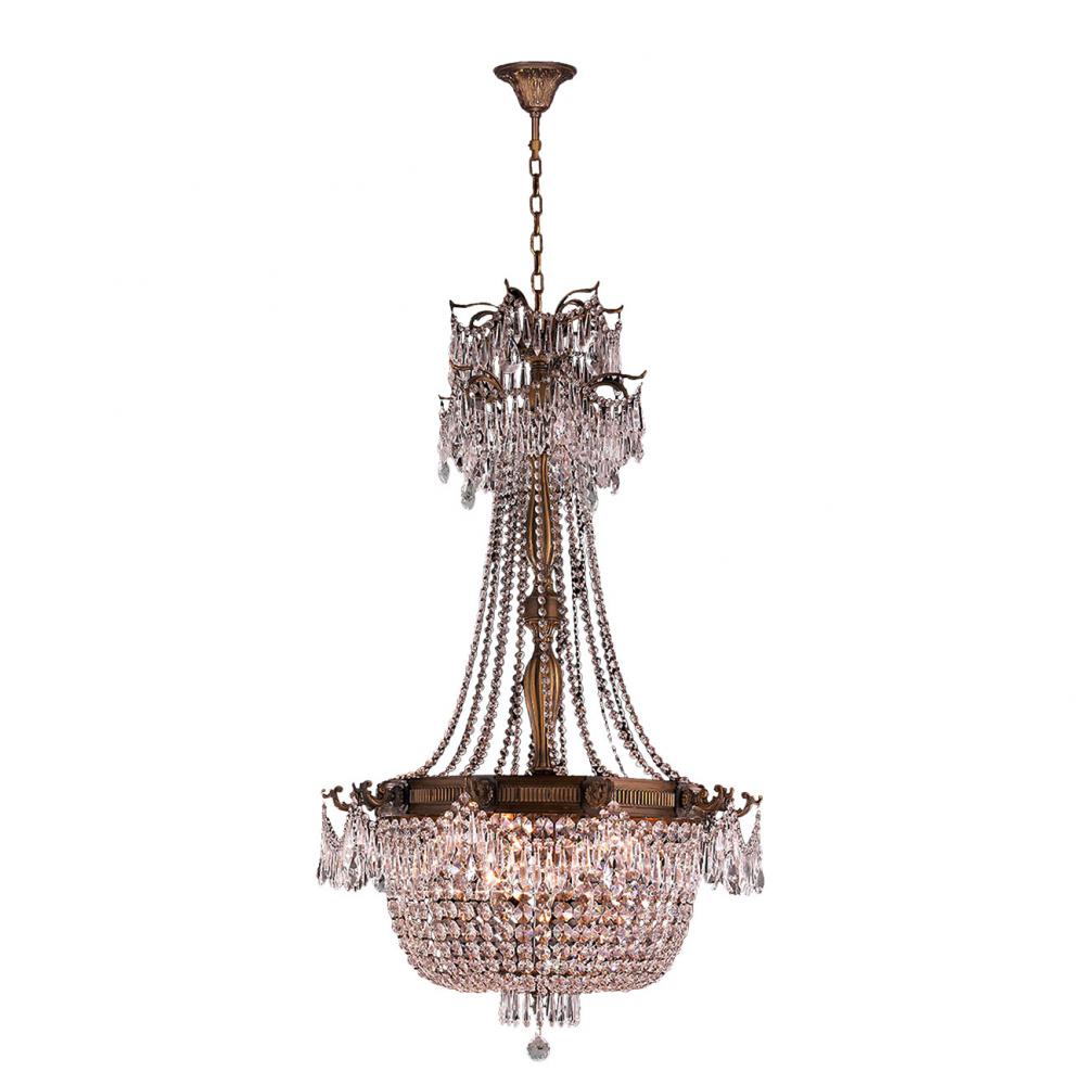 Winchester 10-Light French Gold Finish and Clear Crystal Chandelier 30 in. Dia x 50 in. H Large