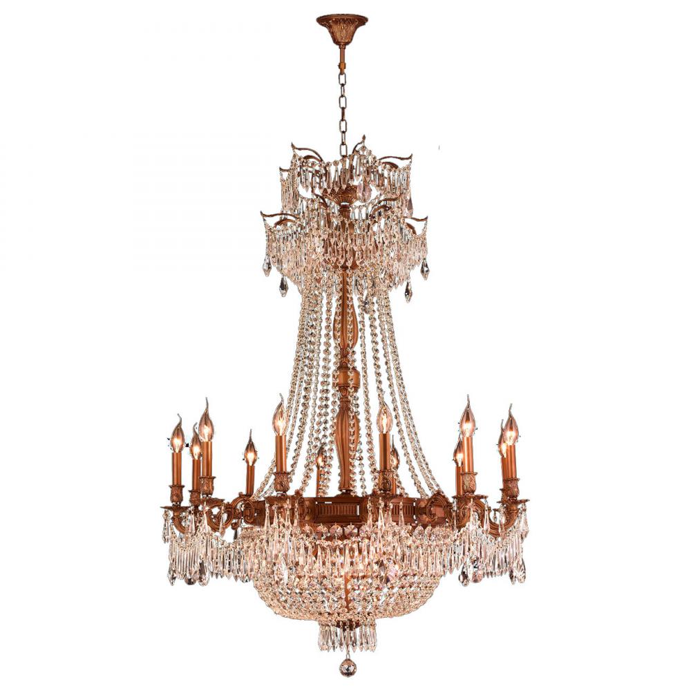 Winchester 18-Light French Gold Finish and Golden Teak Crystal Chandelier 36 in. Dia x 49 in. H Larg