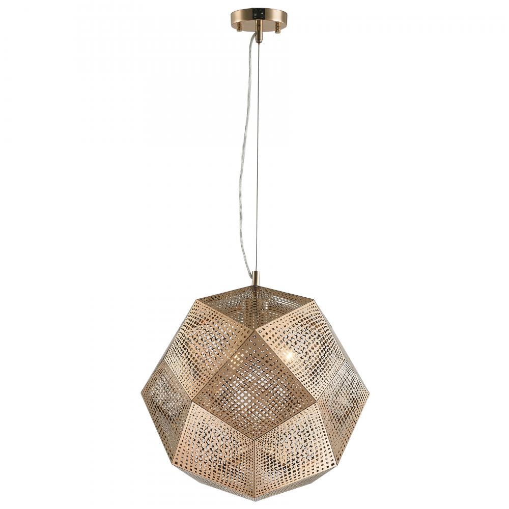 Geometrics 3-Light Champagne Gold Finish Finish Stainless Steel Pendant Light 18 in. Dia x 18 in. H