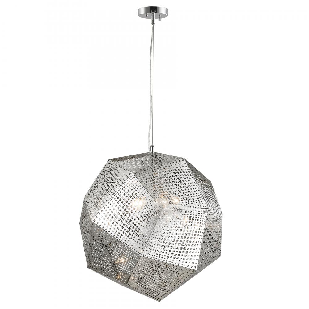 Geometrics 5-Light Chrome Finish Finish Stainless Steel Pendant Light 24 in. Dia x 24 in. H Large