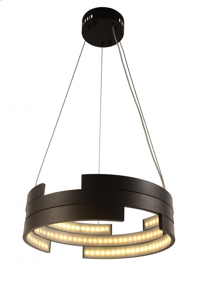 Nexus 44-Watt Matte Black Finish Integrated LEd Circular Ring Chandelier Light 3000K 16 in. Dia x 96