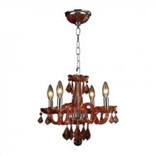 Worldwide Lighting Corp W83100C16-CR - Clarion 4-Light Chrome Finish and Coral Red Crystal Chandelier 16 in. Dia x 12 in. H Mini