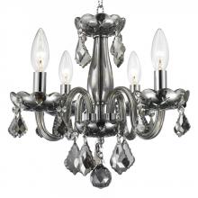 Worldwide Lighting Corp W83100C16-SM - Clarion 4-Light Chrome Finish and Smoke Crystal Chandelier 16 in. Dia x 12 in. H Mini