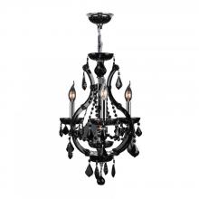 Worldwide Lighting Corp W83114C16-BL - Lyre Collection 4 Light Chrome Finish and Black Crystal Chandelier 16" D x 28" H Mini