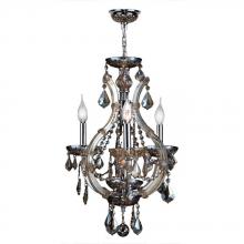 Worldwide Lighting Corp W83114C16-GT - Lyre Collection 4 Light Chrome Finish and Golden Teak Crystal Chandelier 16&#34; D x 28&#34; H Mini