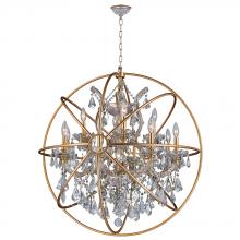 Worldwide Lighting Corp W83191MG33-CL - Armillary 13-Light Matte Gold Finish and Clear Crystal Foucault&#39;s Orb Chandelier 33 in. Dia x 35