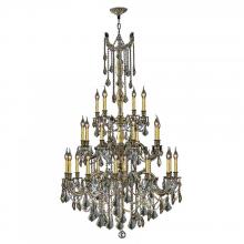 Worldwide Lighting Corp W83311BP38-GT - Windsor 25-Light Antique Bronze Finish and Golden Teak Crystal Chandelier 38 in. Dia x 62 in. H Thre