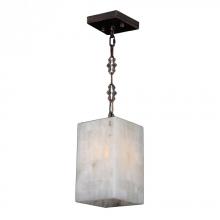 Worldwide Lighting Corp W83817F6 - Pompeii Collection 1 Light Flemish Brass Finish and Natural Quartz Square Pendant 6&#34; L x 6&#34;