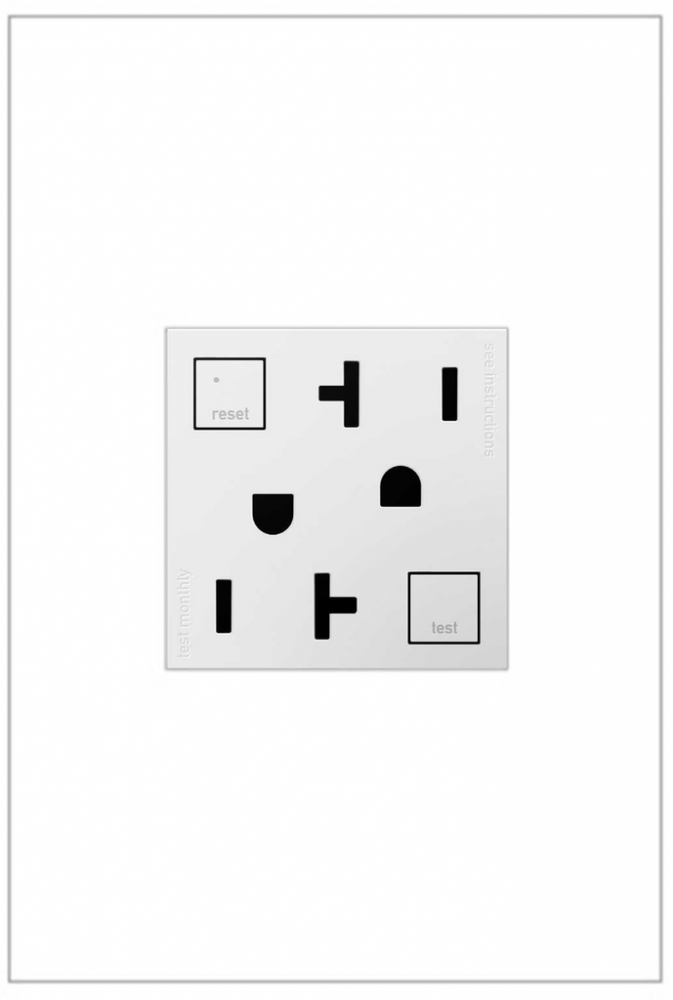 adorne® Tamper-Resistant 20A Duplex Self-Test GFCI Receptacles, White