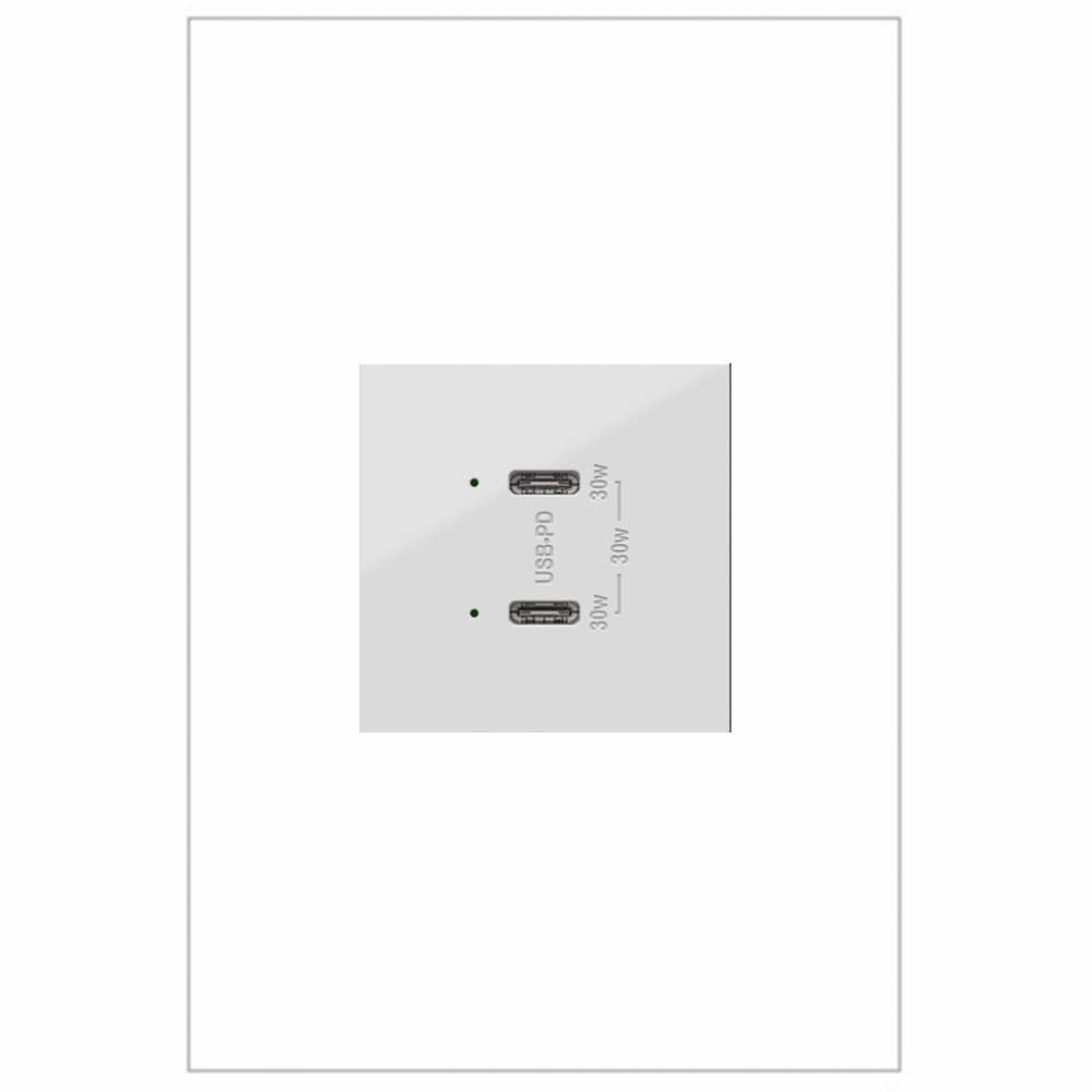 adorne® Ultra-Fast Plus Power Delivery USB Type-C/C Outlet Module, White