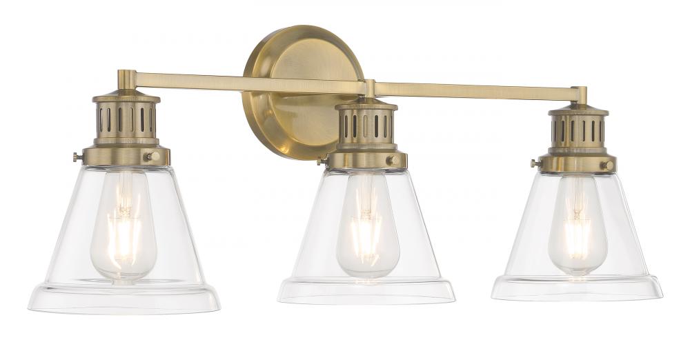 Alden Bath Light - Antique Brass, Clear