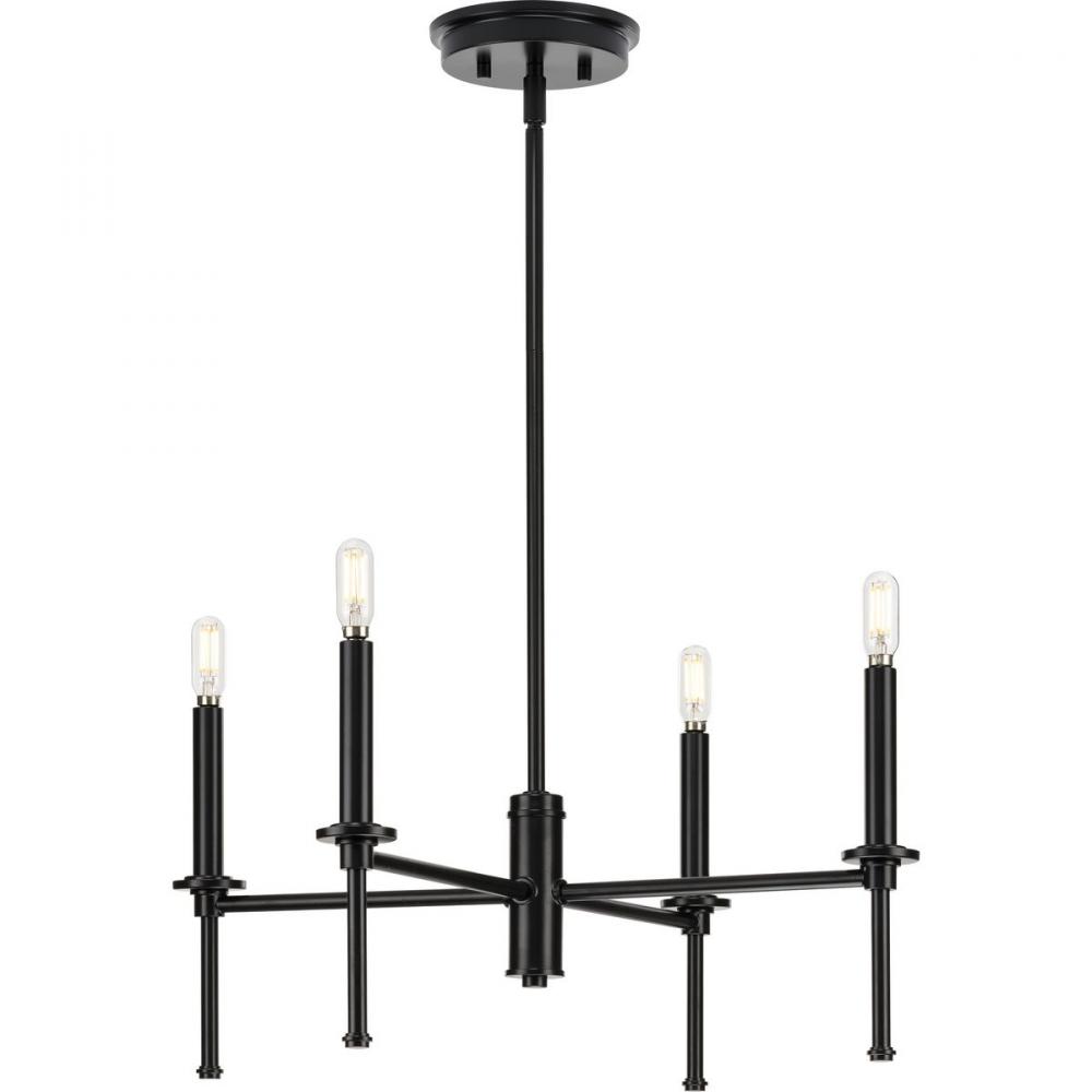 Elara Collection Four-Light New Traditional Matte Black  Chandelier Light