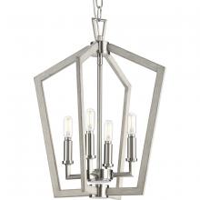 Progress P500377-009 - Galloway Collection Four-Light 18&#34; Brushed Nickel Modern Farmhouse Foyer Light with Grey Washed
