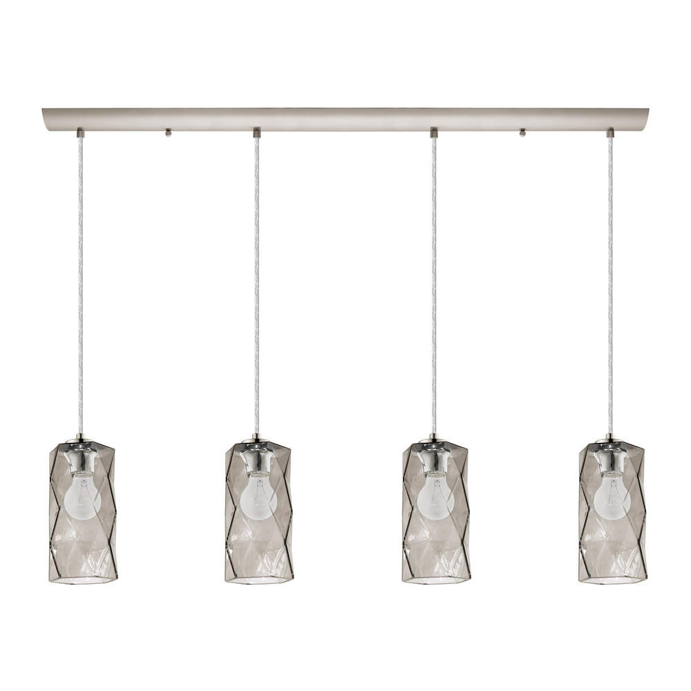 4x25W Linear Pendant w/ Satin Nickel Finish & Smoked Glass