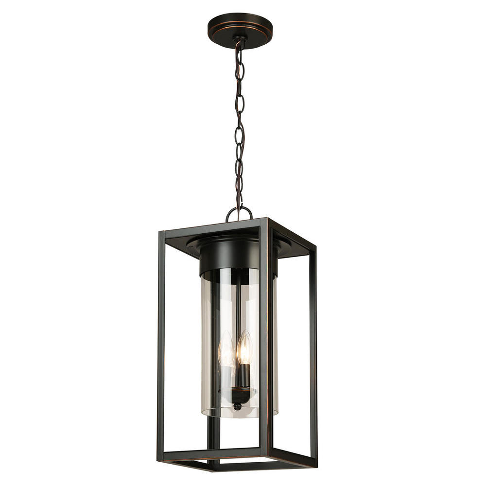 3x60W Outdoor Pendant w/ Oil Rubbed Bronze Finish & Clear Glass