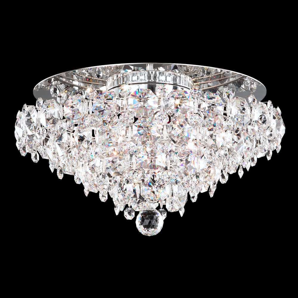 Baronet 4 Light 120V Flush Mount in Polished Stainless Steel with Optic Crystal