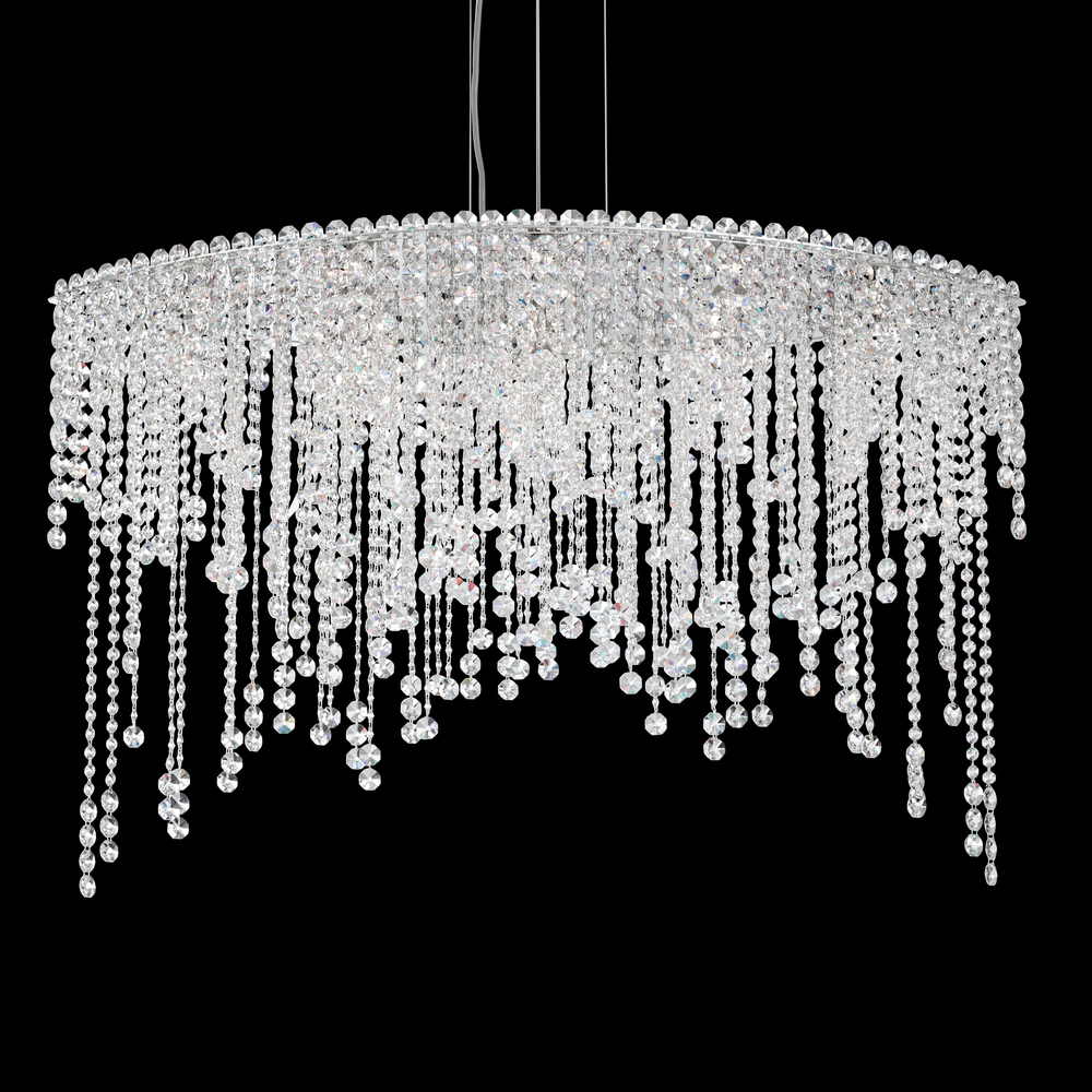 Chantant 8 Light 120V Pendant in Polished Stainless Steel with Optic Crystal