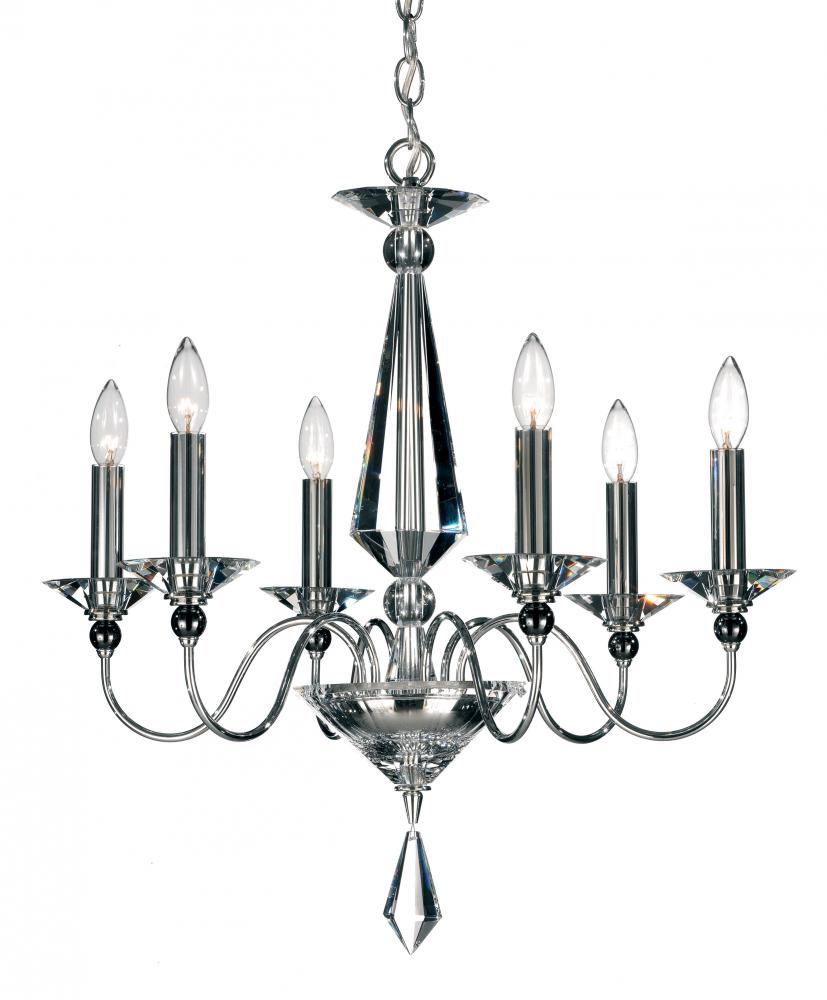 Jasmine 6 Light 120V Chandelier in Polished Silver with Optic Crystal