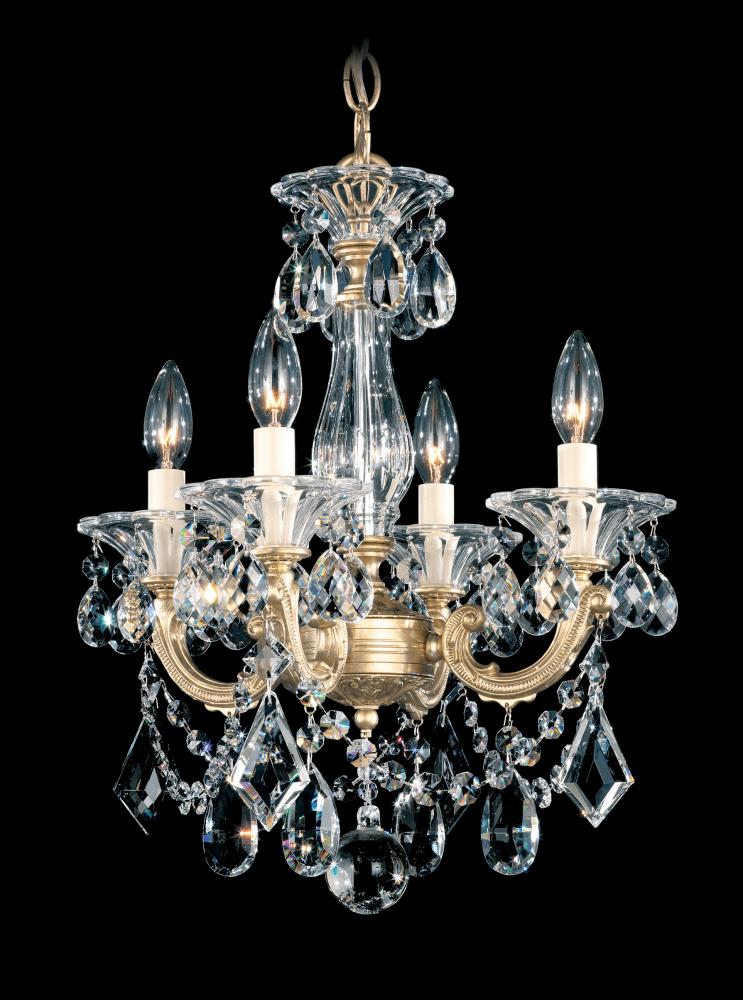 La Scala 4 Light 120V Chandelier in French Gold with Radiance Crystal