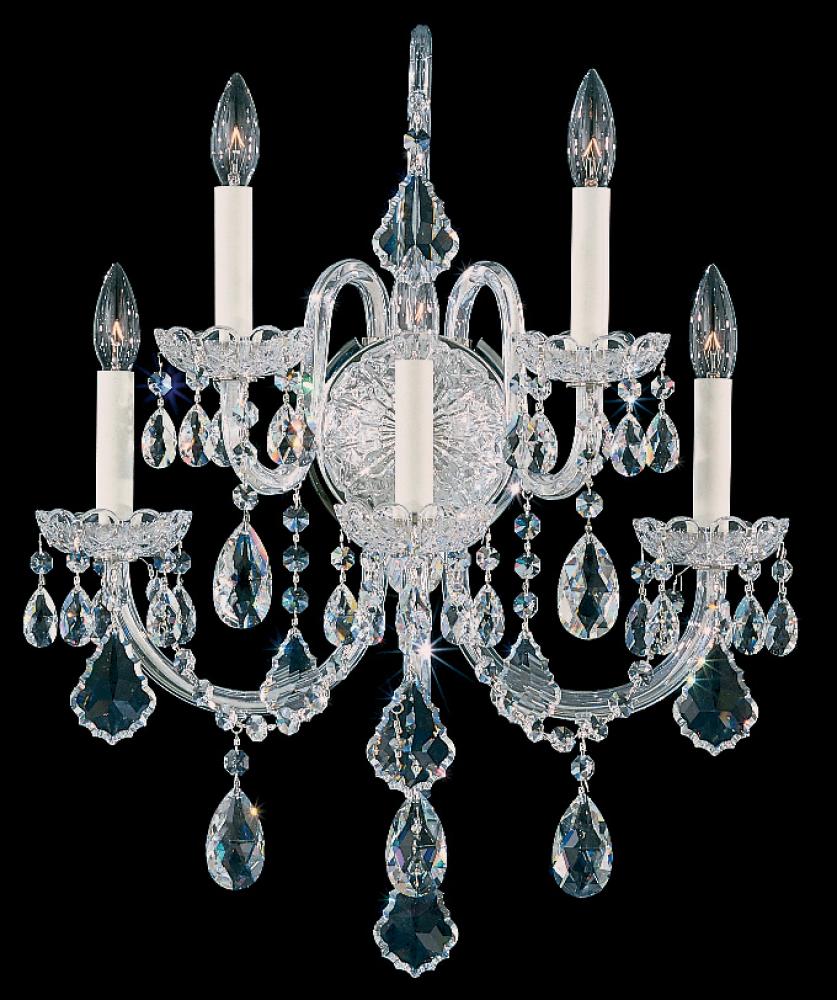 Olde World 5 Light 120V Wall Sconce in Polished Silver with Heritage Handcut Crystal