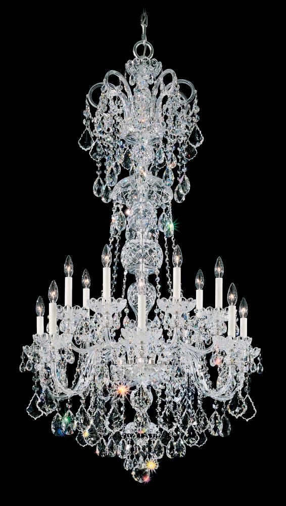 Olde World 14 Light 120V Chandelier in Polished Silver with Heritage Handcut Crystal