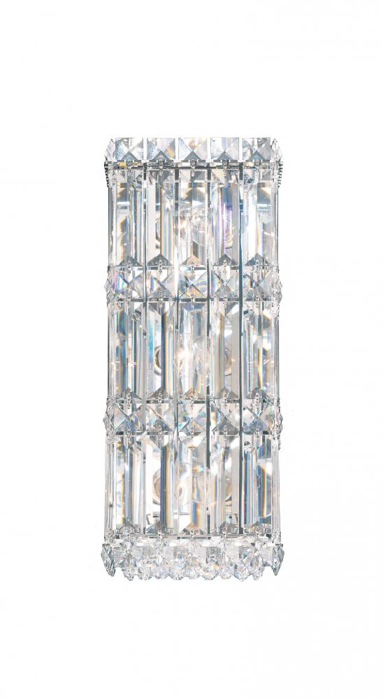 Quantum 3 Light 120V Wall Sconce in Polished Stainless Steel with Optic Crystal