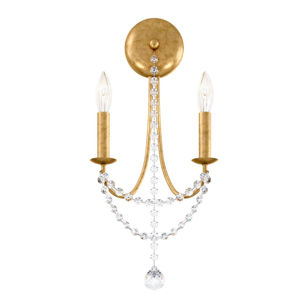 Verdana 2 Light 120V Wall Sconce in Heirloom Gold with Optic Crystal