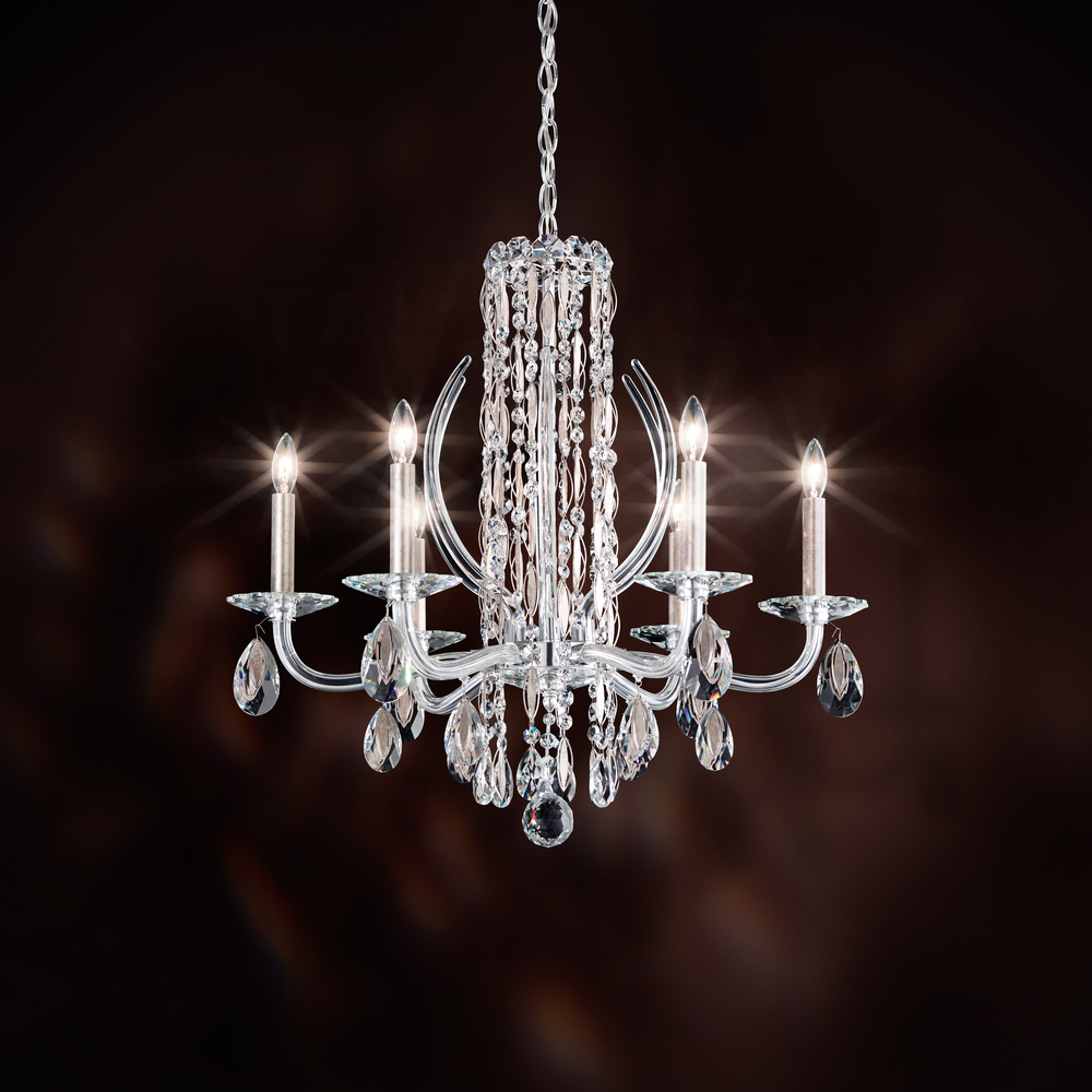 Siena 6 Light 120V Chandelier in White with Radiance Crystal