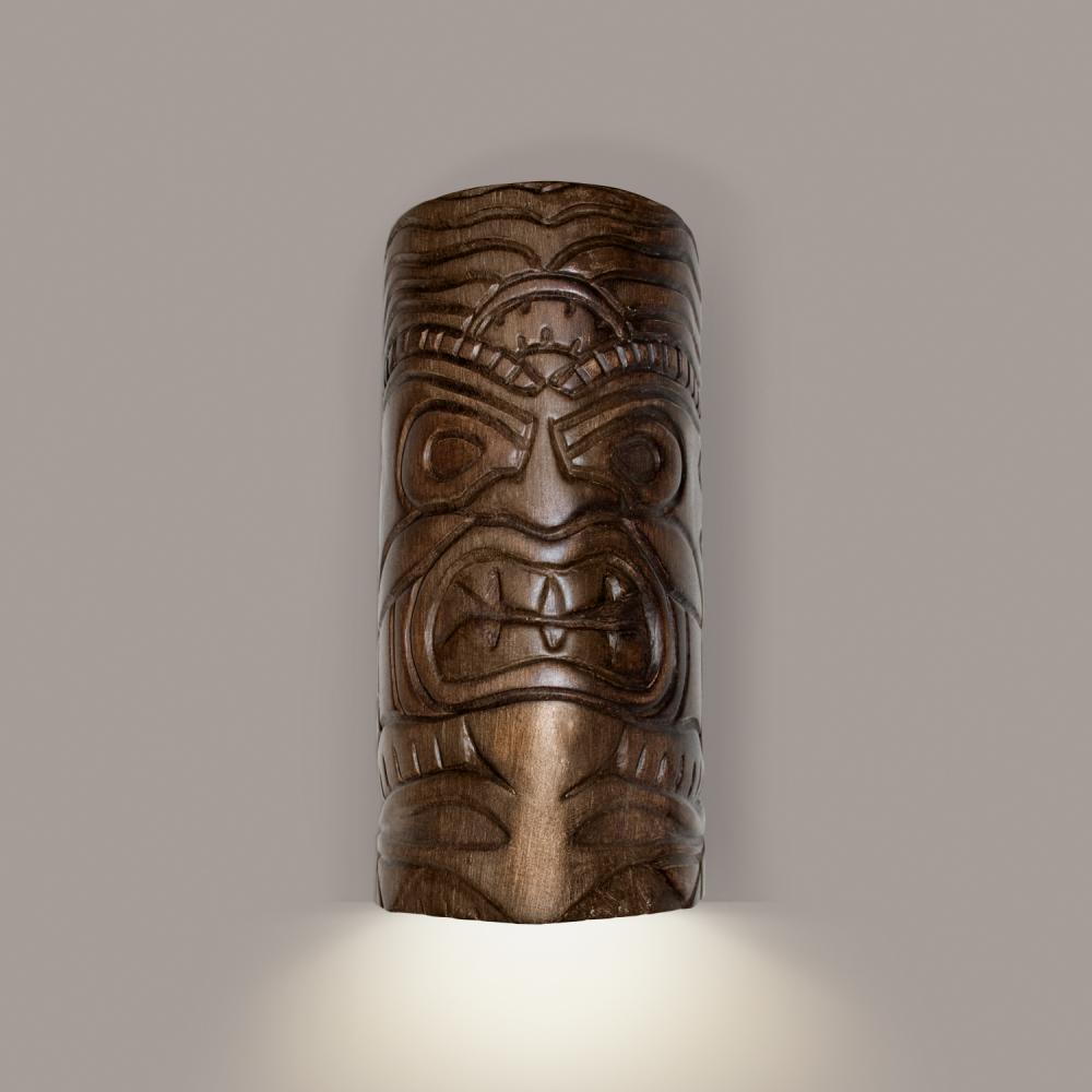 Tiki Downlight Wall Sconce Dark Teak with LED bulb included