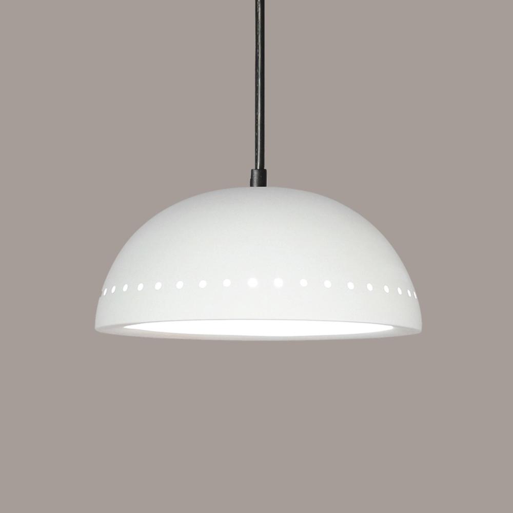 Cyprus Pendant: White Gloss (Black Cord & Canopy)