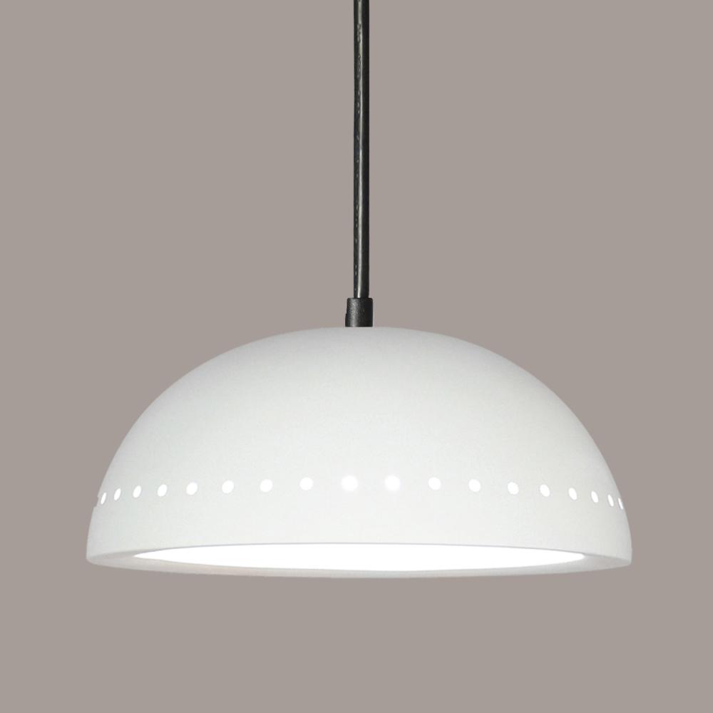 Gran Cyprus Pendant: White Crackle (Black Cord & Canopy)